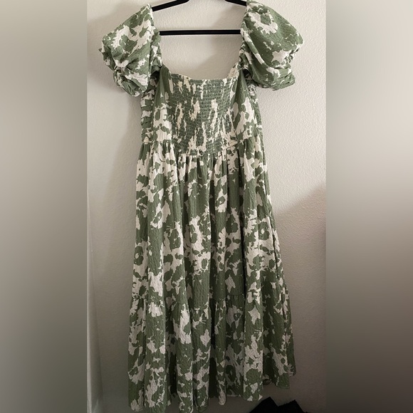 Abercrombie & Fitch Emerson Poplin Midi Puff Sleeve Dress XL Green - Picture 3 of 4